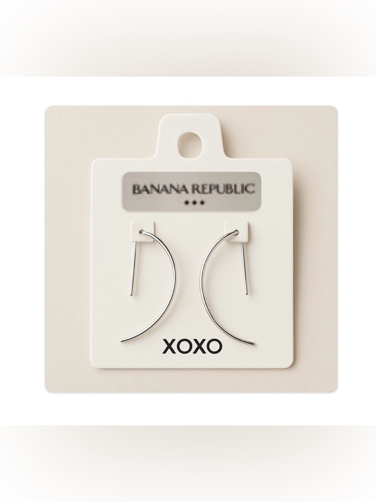 Banana Republic Jewelry - NWT [Banana Republic] XOXO Silver Semi Circle Hoop Threader Earrings Medium Size